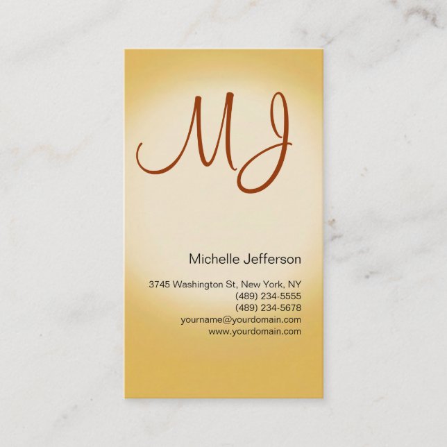 Chic Unique Monogram Business Card Visitenkarte (Vorderseite)