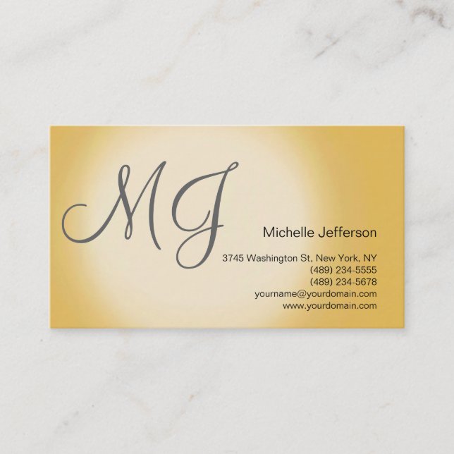 Chic Unique Monogram Business Card Visitenkarte (Vorderseite)