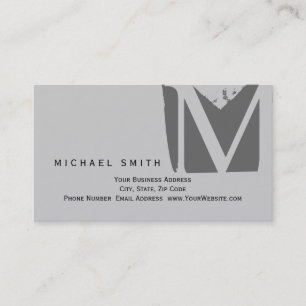 Chic Unique Monogram Gray Business Card Visitenkarte