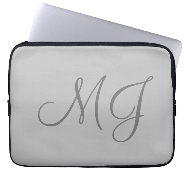 Chic Unique Monogram Gray Classic Laptopschutzhülle (Vorderseite)