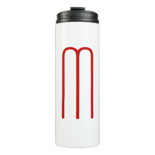 Chic Unique Monogram Red White Schlicht Simple Thermosbecher