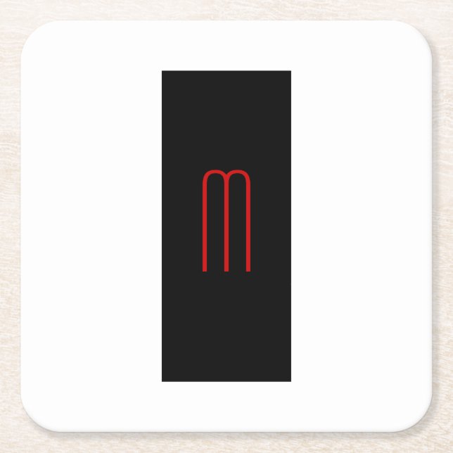 Chic Unique Monogram Schwarz-weiß Schlicht einfach Rechteckiger Pappuntersetzer (Vorderseite)