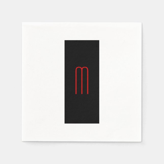 Chic Unique Monogram Schwarz-weiß Schlicht einfach Serviette (Vorderseite)