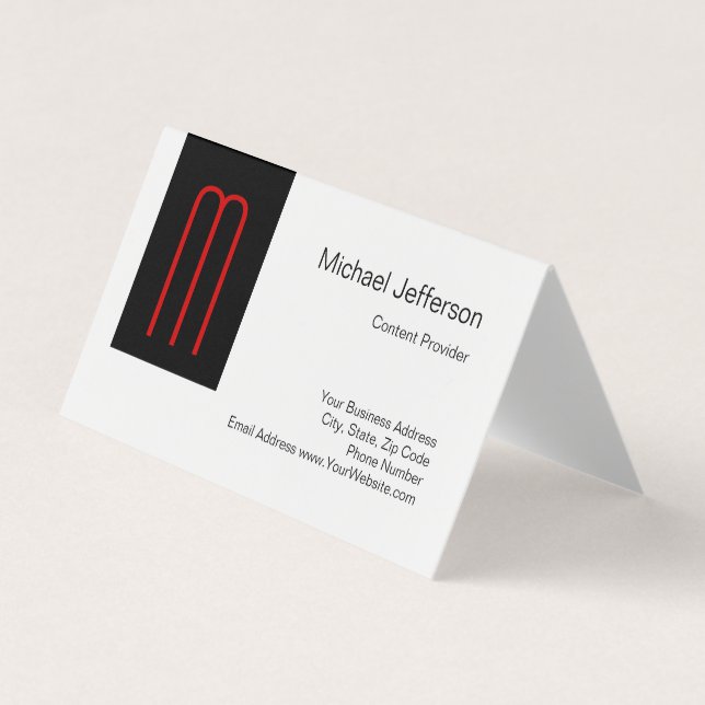 Chic Unique Monogram Schwarz-weiß Schlicht einfach Visitenkarten (Vorderseite)