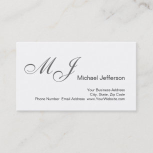 Chic Unique Monogramme Blanc Gris Carte de visite