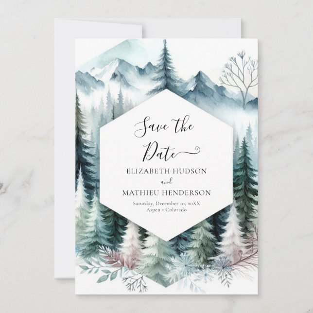 Chic Unique Mountain Wedding Save The Date (Vorderseite)