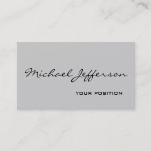 Chic Unique Script Gray Business Card Visitenkarte