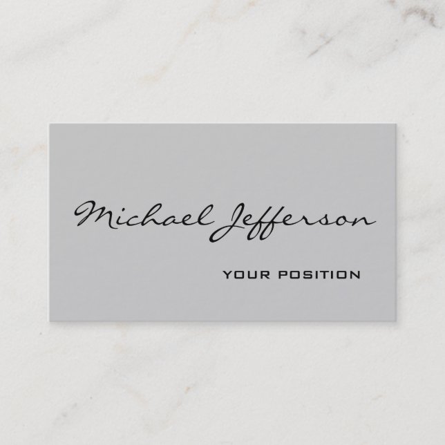 Chic Unique Script Gray Business Card Visitenkarte (Vorderseite)