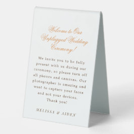 Chic Unplugged Wedding Zeremony Table Zelt Sign Tischaufsteller
