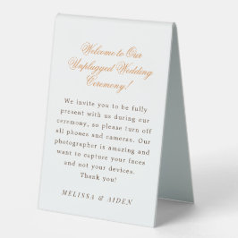 Chic Unplugged Wedding Zeremony Table Zelt Sign Tischaufsteller
