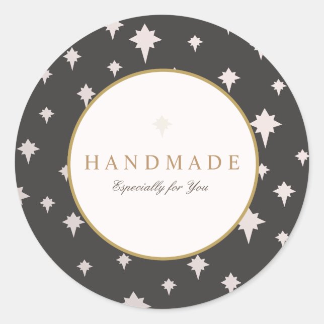 Chic Upscale Silver Stars Muster Runder Aufkleber (Vorderseite)