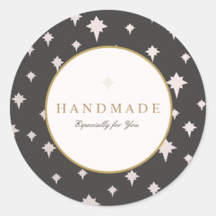 Chic Upscale Silver Stars Muster Runder Aufkleber