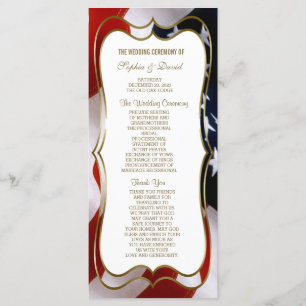 Chic USA flag Gold Mariage programme personnalisé