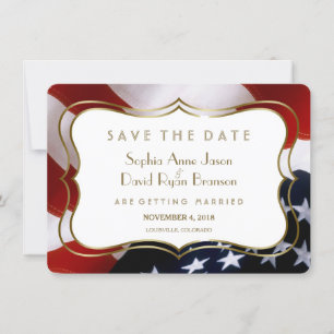 Chic USA Flagge Gold Wedding Save The Date