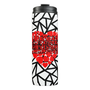 Chic Valentine's Red Heart "Amour" Typografie Thermosbecher