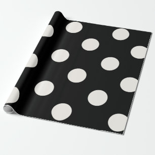 Chic Vanilla Polka Dots Pattern auf Schwarze Hochz Geschenkpapier