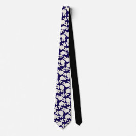 Chic vavy blau-weißes Blumenmuster Krawatte