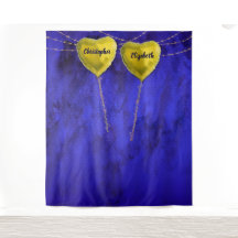 Chic Verlobt Heart Wedding Foto Hintergrund Blau