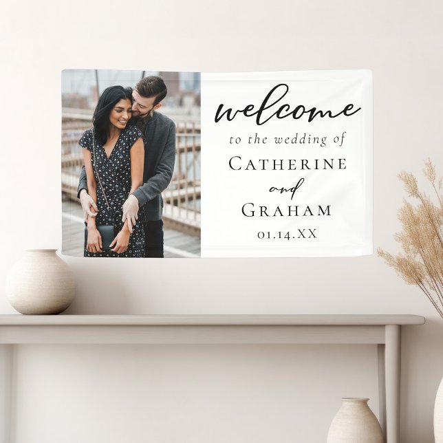 Chic Verlobung Couple Foto Hochzeit Willkommen Banner (Von Creator hochgeladen)