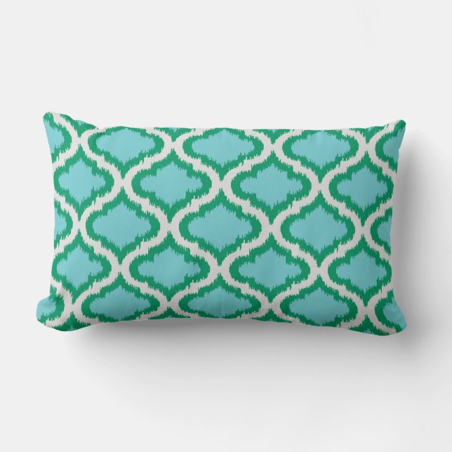 chic vert turquoise motif marocain ikat coussin (Recto)
