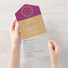 Chic Vibes Gold Wedding All In One Einladung