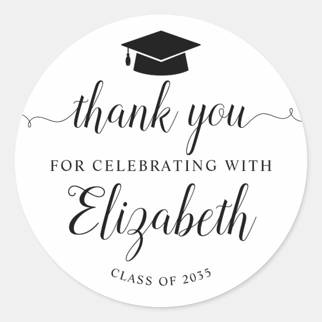 Chic Vielen Dank, dass Sie Script Grad Graduation  Runder Aufkleber (Vorderseite)