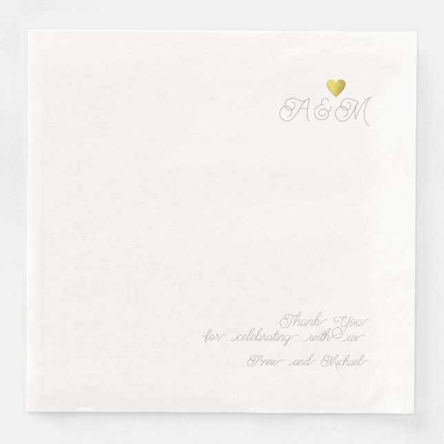 Chic Vielen Dank für Ihre Hochzeit Liebe Herz Whit Serviette (Vorderseite)