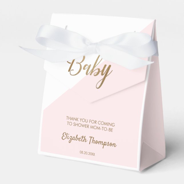 Chic Vielen Dank Pink Baby Dusche Pink Gold Gold Geschenkschachtel (Vorderseite)