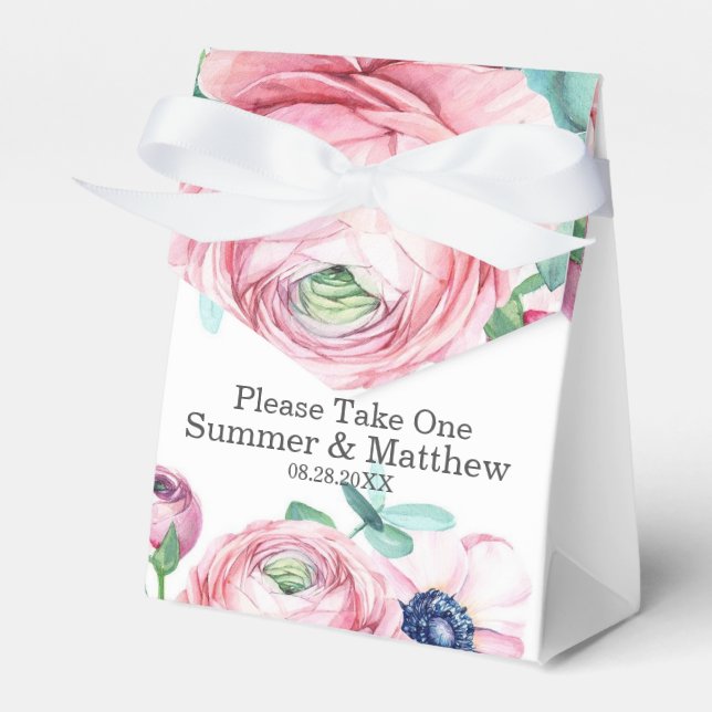 Chic Viktorianisch Blush Pink Peony Daisy Wedding Geschenkschachtel (Vorderseite)