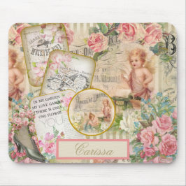 Chic Viktorianisch Ephemera Angels Rose Mit Monogr Mousepad