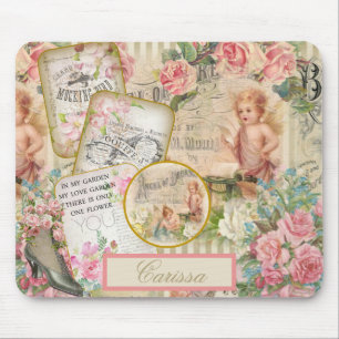 Chic Viktorianisch Ephemera Angels Rose Mit Monogr Mousepad