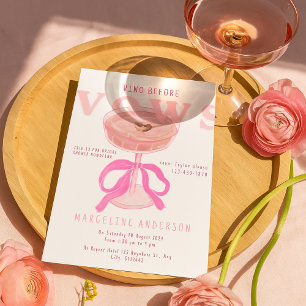 Chic Vino Before Vows Rosa Wein-Schleife Brautpart Einladung