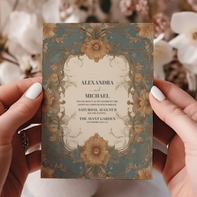Chic Vintag Art Nouveau Floral Wedding Einladung (Von Creator hochgeladen)