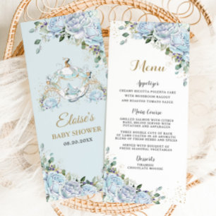 Chic Vintag Blue Rose Princess Carriage Menu Programm