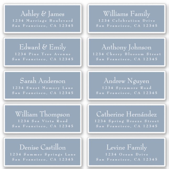 Chic Vintag Blue Wedding Guest Address Labels (Vorderseite)