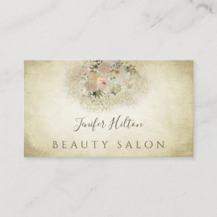 Chic Vintag boho Aquarell Blumenstrauß Visitenkarte