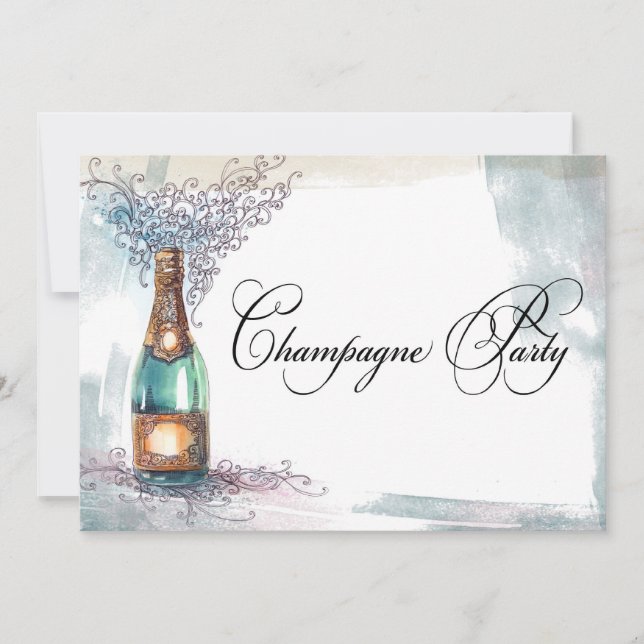 Chic Vintag Champagne Party Einladung (Vorderseite)