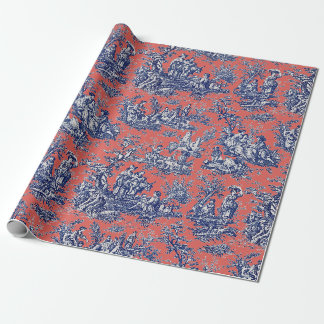 Chic Vintag coral rosa toile de jouy bedruckt Geschenkpapier