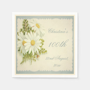 Chic Vintag Daisies 100th Birthday Serviettes Serviette