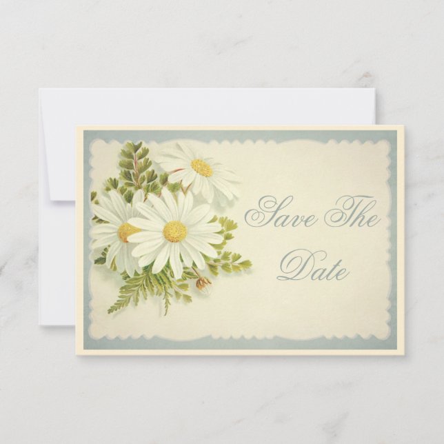 Chic Vintag Daisies Save the Date 65. (Vorderseite)