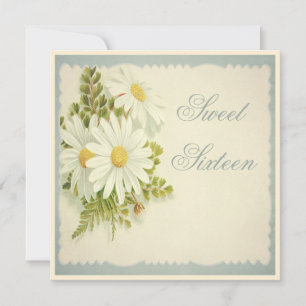 Chic Vintag Daisies Sweet 16 Einladung