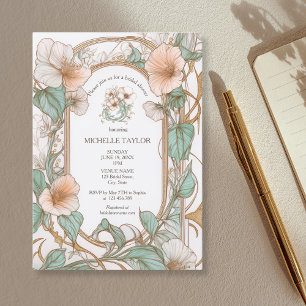 Chic Vintag Floral Blush Pink Art Nouveau Einladung