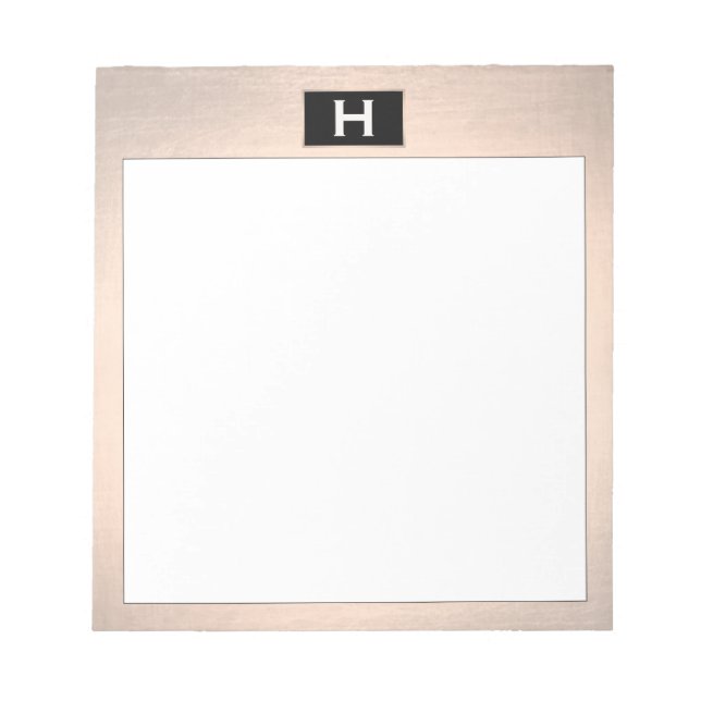 Chic Vintag Monogram Rose Gold Notepad Notizblock (Vorderseite)