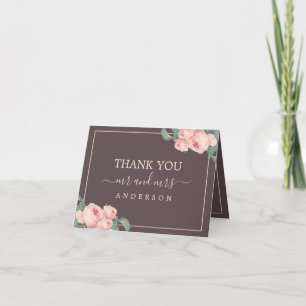 Chic Vintag Pink Rose Burgundy Foto Dankeskarte