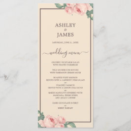 Chic Vintag Pink Rose Ivory Burgundy Wedding Menükarte