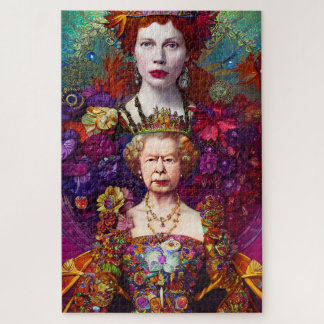 Chic Vintag Queen Elizabeth II Royal Blue und Red
