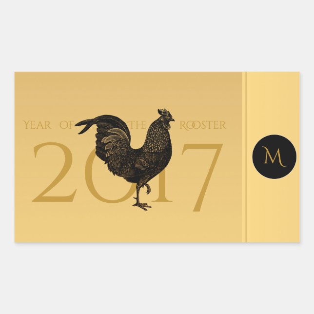 Chic Vintag Rooster Chinese New Year 2017 Sticker (Vorderseite)