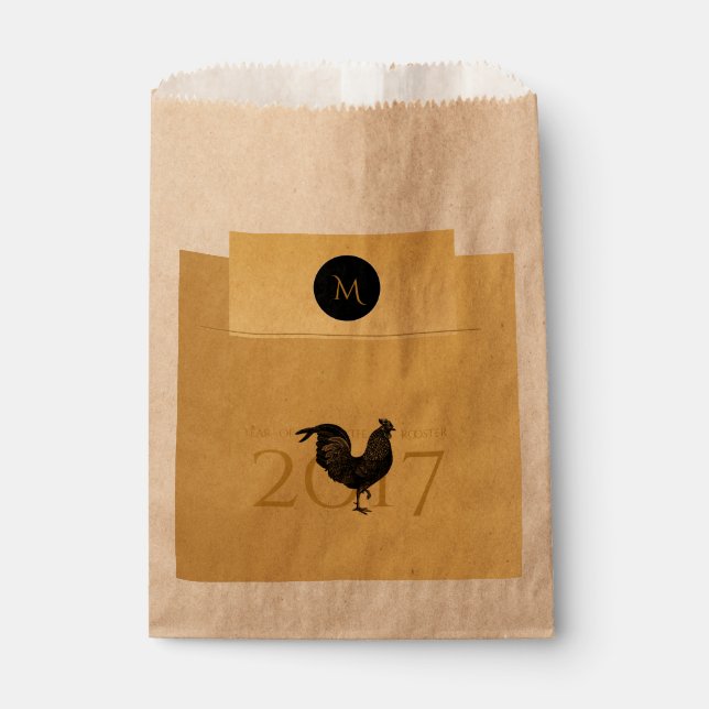 Chic Vintag Rooster Chinesisch Neujahr 2017 Gefall Geschenktütchen (Vorderseite)