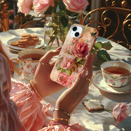 Chic Vintag rosa floral gegossener Papyrus Case-Mate iPhone Hülle