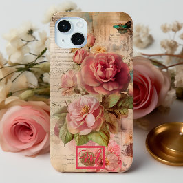 Chic Vintag rosa floral gegossener Papyrus Samsung Galaxy Hülle